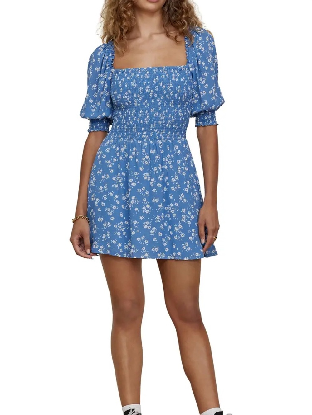 Reformation Elle Smocked Mini Dress